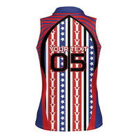 Custom United States Soccer Women Sleeveless Polo Shirt American Eagle Flag Stars And Stripes