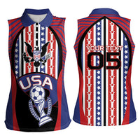 Custom United States Soccer Women Sleeveless Polo Shirt American Eagle Flag Stars And Stripes