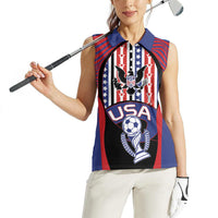 Custom United States Soccer Women Sleeveless Polo Shirt American Eagle Flag Stars And Stripes