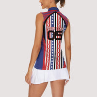 Custom United States Soccer Women Sleeveless Polo Shirt American Eagle Flag Stars And Stripes