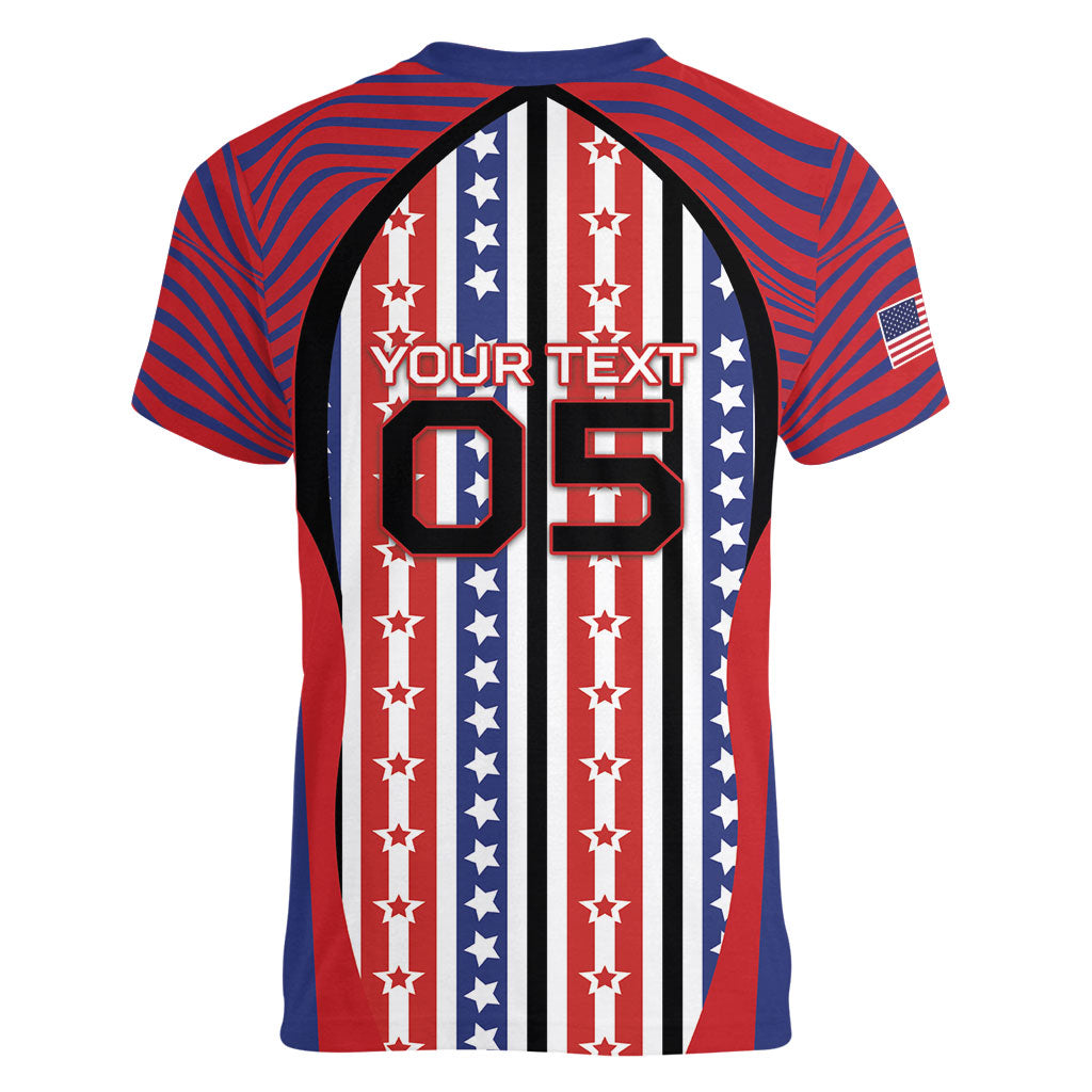 Custom United States Soccer Women V-Neck T-Shirt American Eagle Flag Stars And Stripes