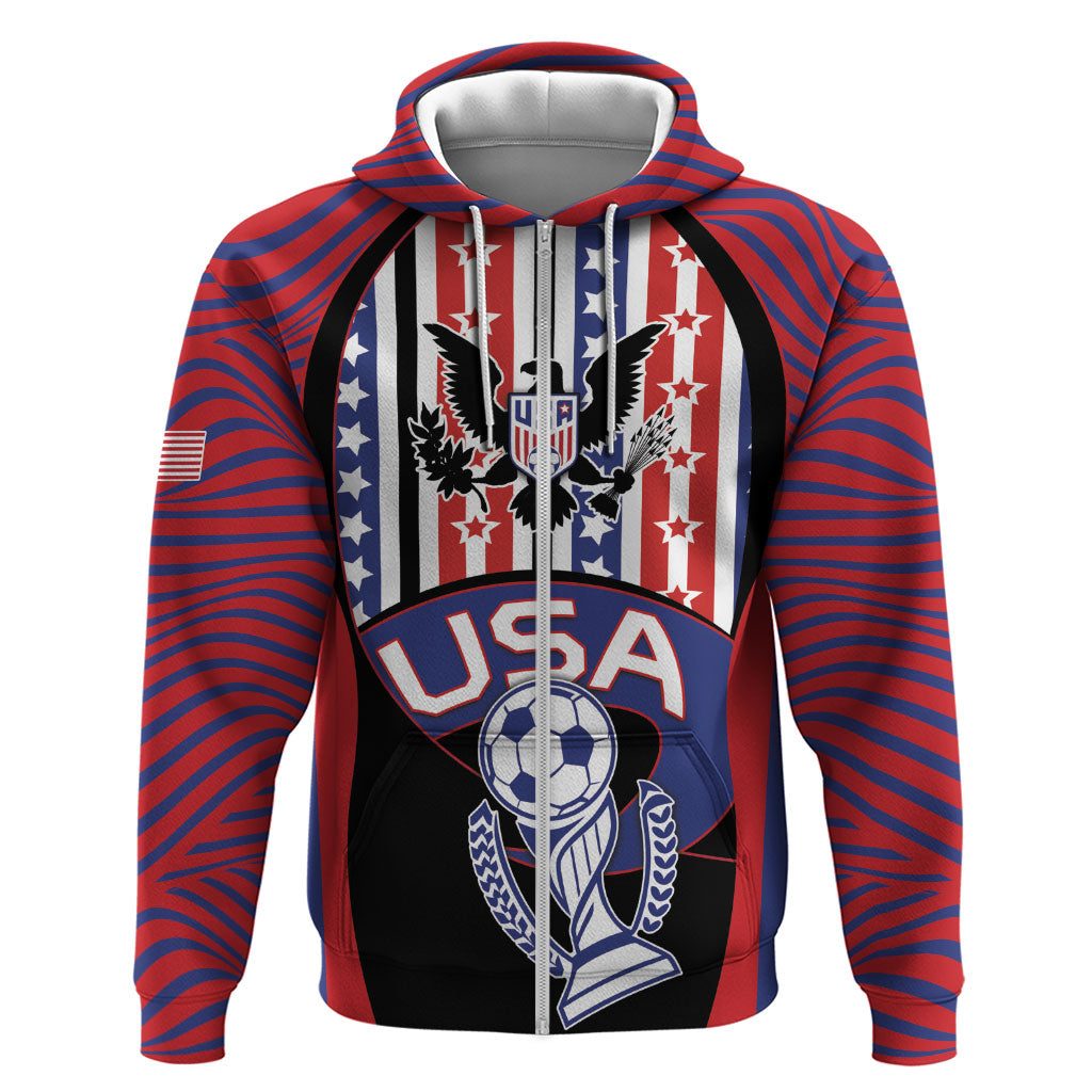 Custom United States Soccer Zip Hoodie American Eagle Flag Stars And Stripes
