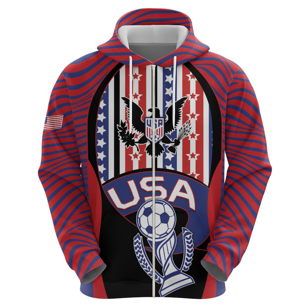 Custom United States Soccer Zip Hoodie American Eagle Flag Stars And Stripes