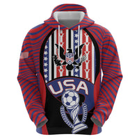 Custom United States Soccer Zip Hoodie American Eagle Flag Stars And Stripes