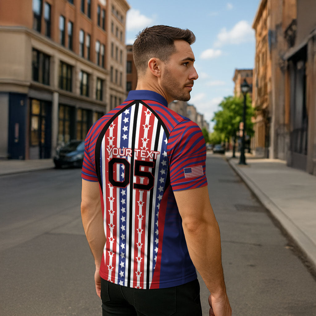 Custom United States Soccer Zipper Polo Shirt American Eagle Flag Stars And Stripes