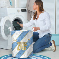 Custom Argentina Football Laundry Basket Sun Of May Baroque Filigree Gold Striped Patterns