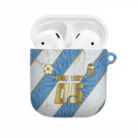 Custom Argentina Football AirPods Case Sun Of May Baroque Filigree Gold Striped Patterns