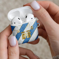 Custom Argentina Football AirPods Case Sun Of May Baroque Filigree Gold Striped Patterns