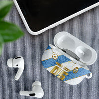 Custom Argentina Football AirPods Case Sun Of May Baroque Filigree Gold Striped Patterns