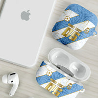 Custom Argentina Football AirPods Case Sun Of May Baroque Filigree Gold Striped Patterns
