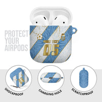 Custom Argentina Football AirPods Case Sun Of May Baroque Filigree Gold Striped Patterns