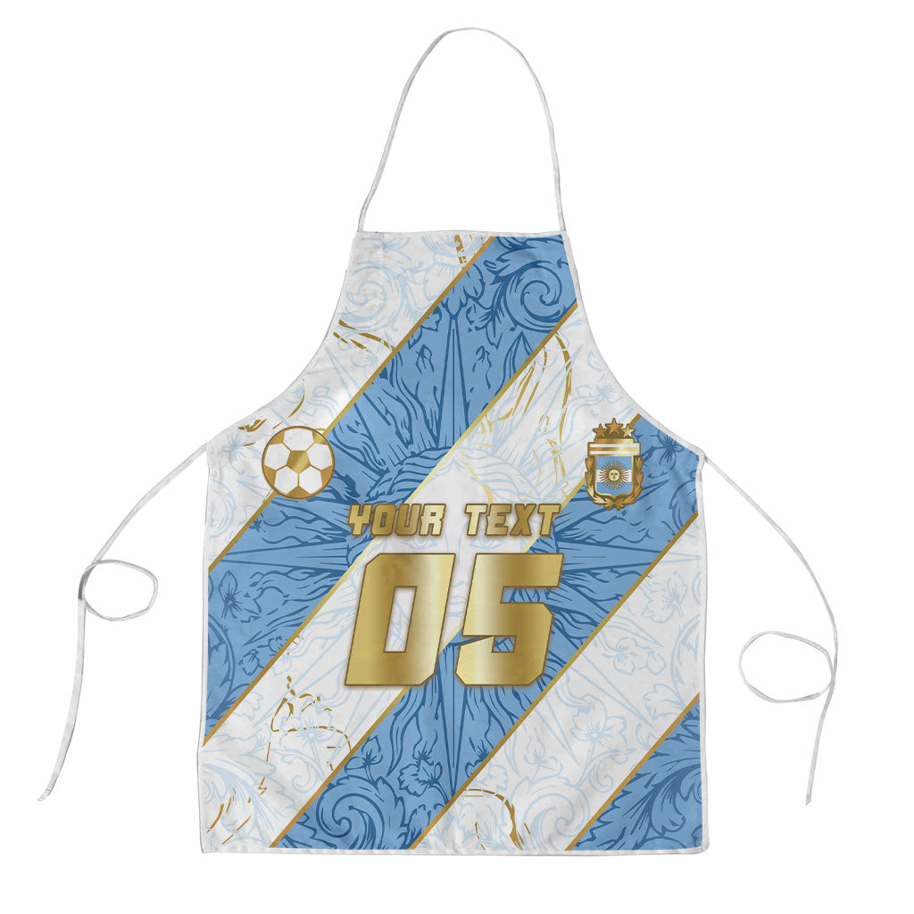 Custom Argentina Football Apron Sun Of May Baroque Filigree Gold Striped Patterns