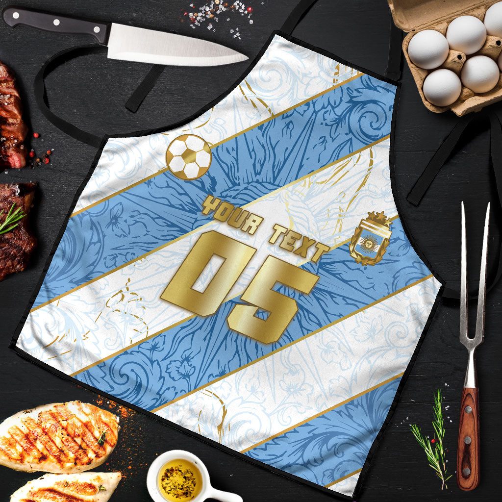 Custom Argentina Football Apron Sun Of May Baroque Filigree Gold Striped Patterns