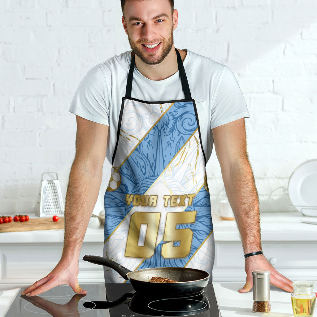 Custom Argentina Football Apron Sun Of May Baroque Filigree Gold Striped Patterns