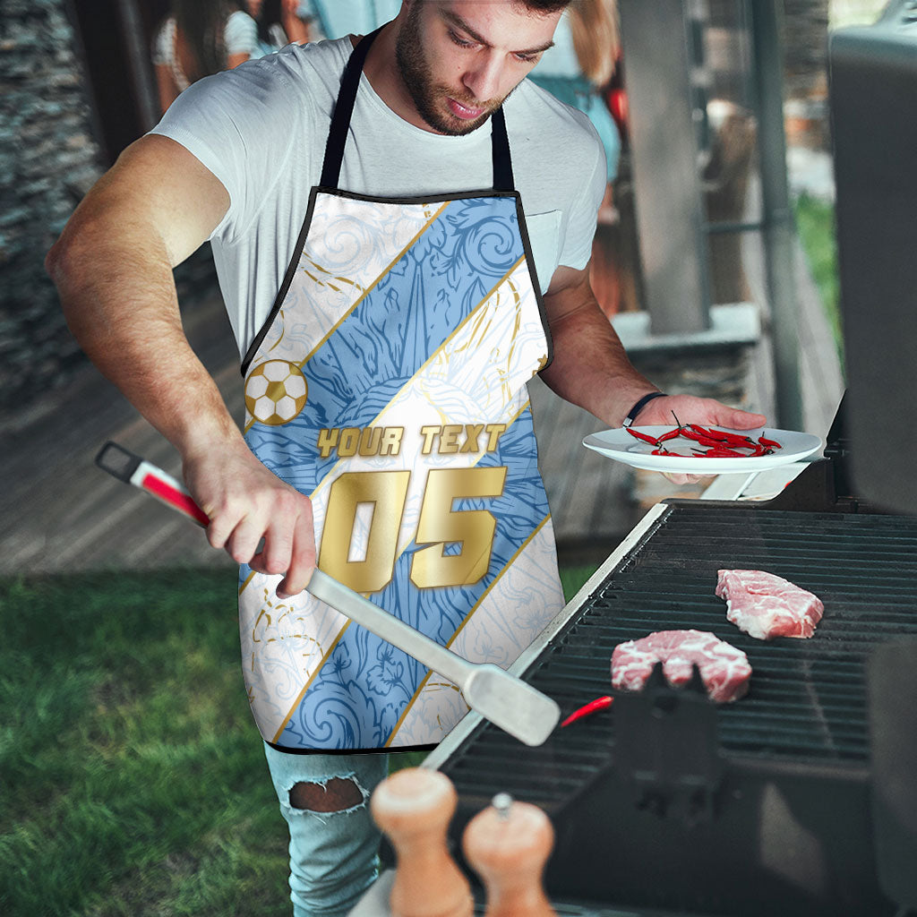 Custom Argentina Football Apron Sun Of May Baroque Filigree Gold Striped Patterns