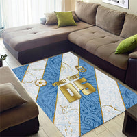 Custom Argentina Football Area Rug Sun Of May Baroque Filigree Gold Striped Patterns