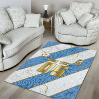 Custom Argentina Football Area Rug Sun Of May Baroque Filigree Gold Striped Patterns