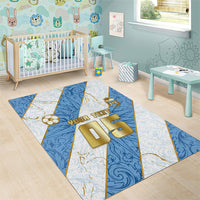 Custom Argentina Football Area Rug Sun Of May Baroque Filigree Gold Striped Patterns