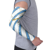Custom Argentina Football Arm Sleeves Sun Of May Baroque Filigree Gold Striped Patterns