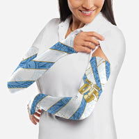 Custom Argentina Football Arm Sleeves Sun Of May Baroque Filigree Gold Striped Patterns