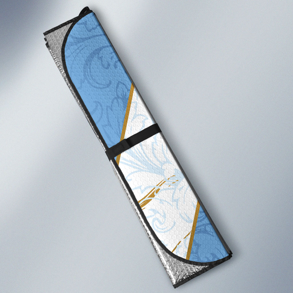 Custom Argentina Football Auto Sun Shade Sun Of May Baroque Filigree Gold Striped Patterns