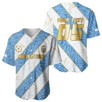 Custom Argentina Football Baseball Jersey Sun Of May Baroque Filigree Gold Striped Patterns