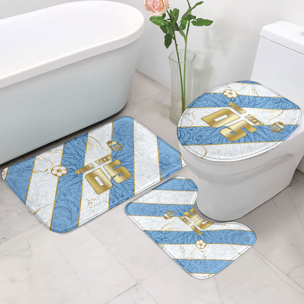 Custom Argentina Football Bathroom Set Sun Of May Baroque Filigree Gold Striped Patterns