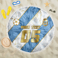 Custom Argentina Football Beach Blanket Sun Of May Baroque Filigree Gold Striped Patterns