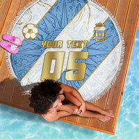Custom Argentina Football Beach Blanket Sun Of May Baroque Filigree Gold Striped Patterns