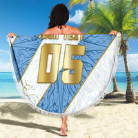 Custom Argentina Football Beach Blanket Sun Of May Baroque Filigree Gold Striped Patterns