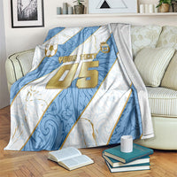 Custom Argentina Football Blanket Sun Of May Baroque Filigree Gold Striped Patterns