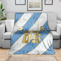 Custom Argentina Football Blanket Sun Of May Baroque Filigree Gold Striped Patterns