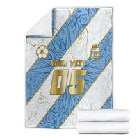 Custom Argentina Football Blanket Sun Of May Baroque Filigree Gold Striped Patterns