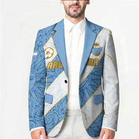 Custom Argentina Football Blazer Sun Of May Baroque Filigree Gold Striped Patterns