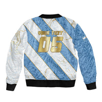 Custom Argentina Football Bomber Jacket Sun Of May Baroque Filigree Gold Striped Patterns