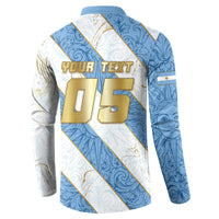 Custom Argentina Football Button Sweatshirt Sun Of May Baroque Filigree Gold Striped Patterns