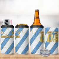 Custom Argentina Football 4 in 1 Can Cooler Tumbler Sun Of May Baroque Filigree Gold Striped Patterns