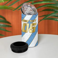 Custom Argentina Football 4 in 1 Can Cooler Tumbler Sun Of May Baroque Filigree Gold Striped Patterns