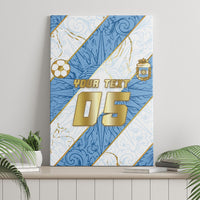 Custom Argentina Football Canvas Wall Art Sun Of May Baroque Filigree Gold Striped Patterns