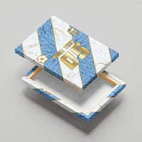 Custom Argentina Football Canvas Wall Art Sun Of May Baroque Filigree Gold Striped Patterns