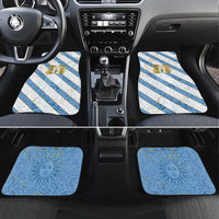 Custom Argentina Football Car Mats Sun Of May Baroque Filigree Gold Striped Patterns