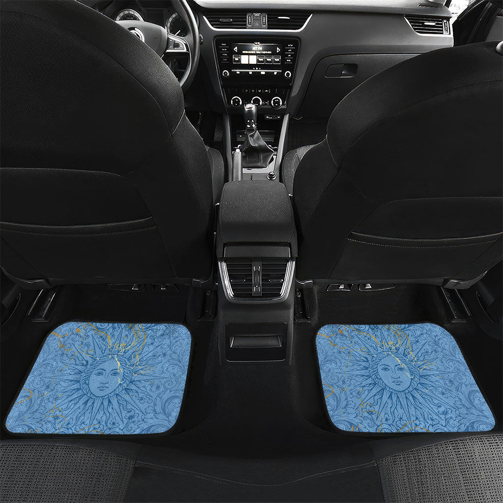 Custom Argentina Football Car Mats Sun Of May Baroque Filigree Gold Striped Patterns