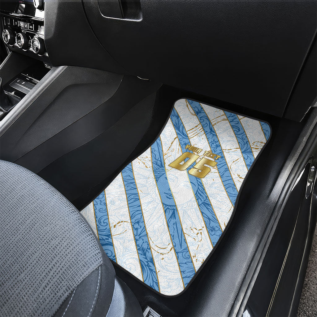 Custom Argentina Football Car Mats Sun Of May Baroque Filigree Gold Striped Patterns