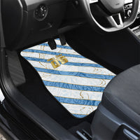 Custom Argentina Football Car Mats Sun Of May Baroque Filigree Gold Striped Patterns