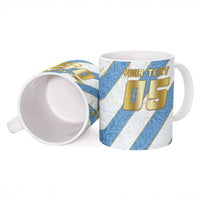 Custom Argentina Football Ceramic Mug Sun Of May Baroque Filigree Gold Striped Patterns