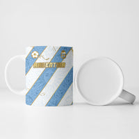 Custom Argentina Football Ceramic Mug Sun Of May Baroque Filigree Gold Striped Patterns