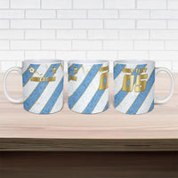 Custom Argentina Football Ceramic Mug Sun Of May Baroque Filigree Gold Striped Patterns