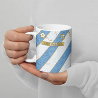 Custom Argentina Football Ceramic Mug Sun Of May Baroque Filigree Gold Striped Patterns