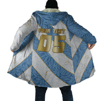 Custom Argentina Football Cloak Sun Of May Baroque Filigree Gold Striped Patterns