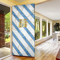 Custom Argentina Football Door Cover Sun Of May Baroque Filigree Gold Striped Patterns